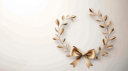 Poster - Elegant gold Christmas wreath with bow and leaves for decoration