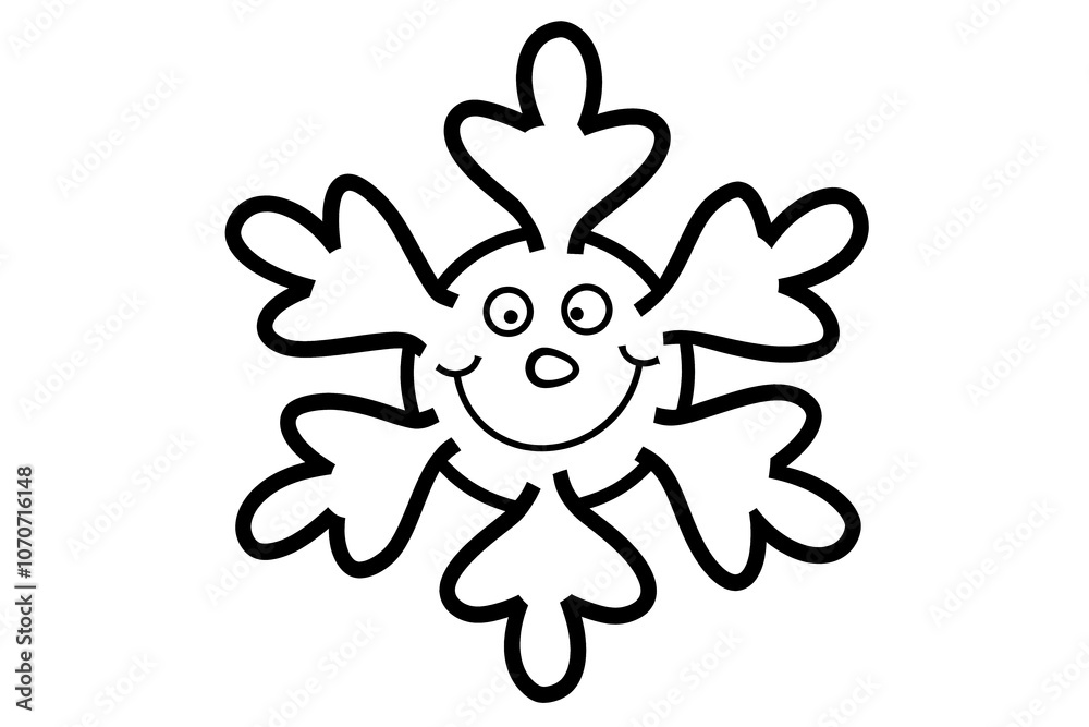 Cartoon snowflake coloring page for kids Stock Illustration | Adobe Stock