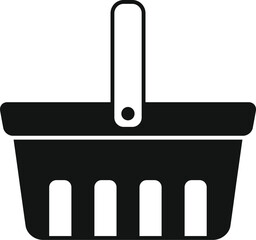 Poster - Simple black shopping basket icon symbolizing purchasing, retail, and online shopping