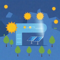 Wall Mural - solar panel and wind turbine. renewable energy, solar panels.