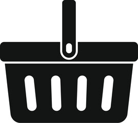 Poster - black shopping basket icon symbolizing purchasing, retail, and consumer behavior