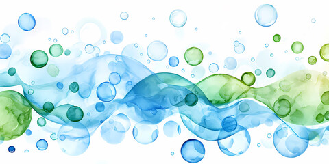 Poster - Watercolor bubbles and waves create soothing, vibrant atmosphere