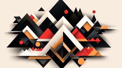 Poster - Geometric Mountains in Sunset Colors