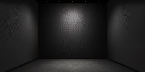 Poster - A spotlight illuminates a dark room with textured walls.