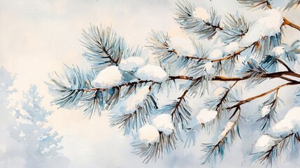 Wall Mural - Winter Pine Branch.