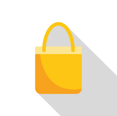 Poster - simple and stylish yellow shopping bag casting a long shadow, ideal for representing shopping, retai