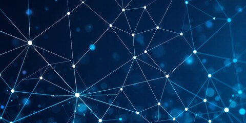Poster - Abstract network of glowing lines on a dark blue background.