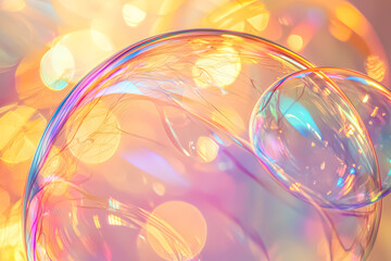 Wall Mural - colorful image of many bubbles of different colors. the bubbles are floating in the air and creating