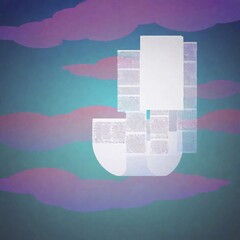 Wall Mural - Surreal Dreamscapes Juxtaposition paper cut with abstract floating toilet papers