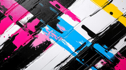 Poster - Textured Black and White Stripes with Color Accent