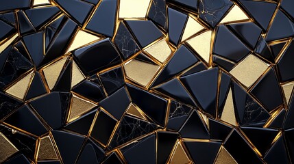 Poster - Textured Gold and Black Abstract Shapes