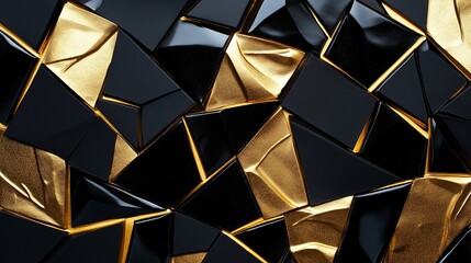 Aufkleber - Textured Gold and Black Abstract Shapes