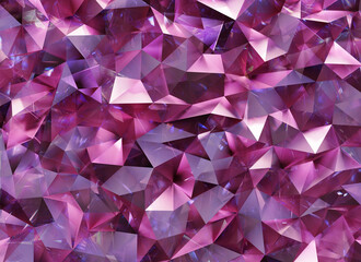 Fototapete - Luxury Abstract Realistic Pink Crystal Texture Reflection Close Up Background 3D rendering	