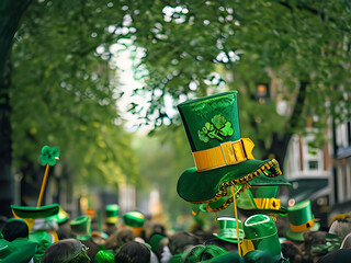 Wall Mural - St Patrick's Day hats and clovers - St Patrick's Day hats and clovers on the street, St Patrick's Day, culture