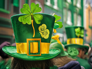 Wall Mural - St Patrick's Day hats and clovers - St Patrick's Day hats and clovers on the street, St Patrick's Day, culture