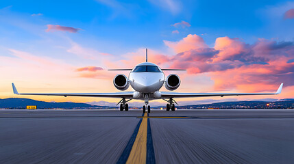 Wall Mural - An airplane landing to airport on a runway