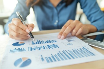 Leinwandbilder - Person Analyzing Financial Data With a Pen and a Tablet