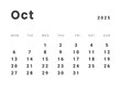 © Olesia Maf - Template design of Monthly Calendar on October 2025. Vector layout grid of calendar with week start Monday. Page for size A4 -21x29.7 cm.