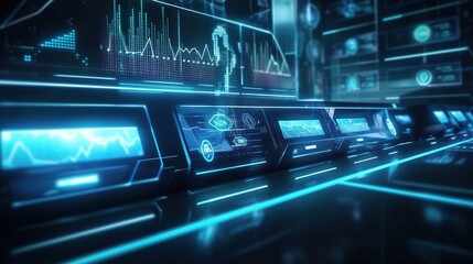 Poster - Futuristic Digital Interface with Data Visualizations