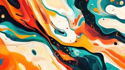 Poster - Abstract swirling patterns in warm and cool tones create a vibrant visual experience.