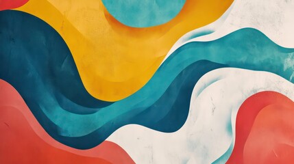 Aufkleber - Abstract waves of color in warm and cool tones create a dynamic visual composition.