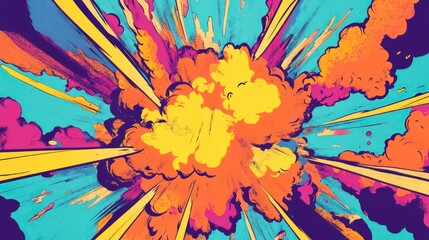 Poster - Vibrant 90s Comic Book Explosion Background for Posters, Cards, and Banners