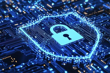 Aufkleber - Cyber Security Shield with Lock on Circuit Board