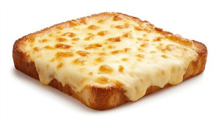 Poster - A square slice of toasted bread topped with melted cheese, showcasing a delicious snack.