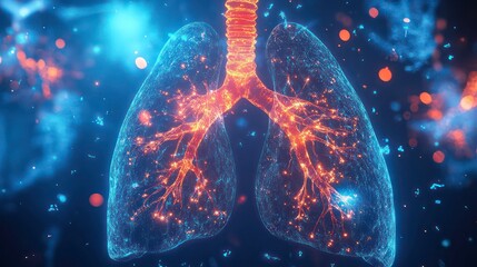 Fototapete - a digital representation of human lungs with intricate branching structures.