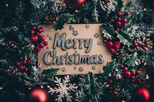 Elegant Christmas Greeting with Holiday Decor and Typography
