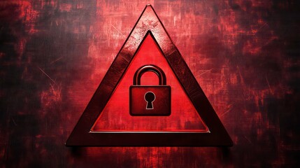 Leinwandbilder - A triangular emblem featuring a padlock, symbolizing security and protection.