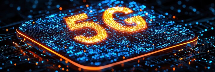 Poster - 5G Network Symbol on a Circuit Board