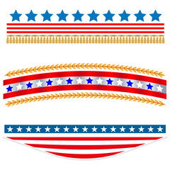 Wall Mural - American flag symbols holiday patriotic decorative borders dividers set vector design elements