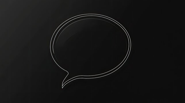 Clean, elegant speech bubble with a faint outline on a sleek black background, great for premium announcements.