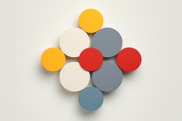 Poster - Minimalist composition of intersecting circles in varied sizes and colors for optical lens effect