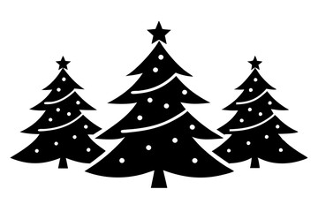 Wall Mural - Christmas trees vector silhouette on white background