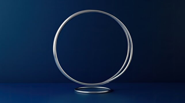 Delicate silver outline around a minimalist speech bubble on a dark blue background, ideal for luxury ads.