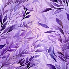 Poster - Stylized pale purple and lavender leaves in a seamless diagonal and symmetrical pattern design