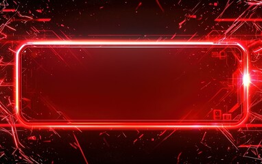 Poster - Vibrant red glow of digital neon lights with abstract tech patterns against a dark background creating an inviting modern atmosphere