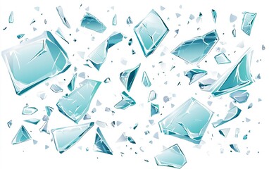 Poster - fragments of shattered glass scattered across a surface illuminated by bright light in a bright envi