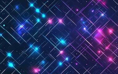 Poster - Colorful cosmic background with sparkling lights and geometric patterns designed for digital art and creative projects