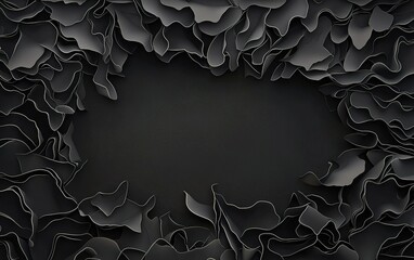 Poster - Abstract black paper texture with layered edges creating a frame effect on a dark background