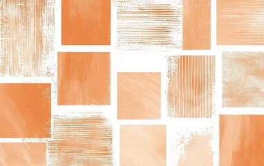 Poster - Abstract artwork featuring geometric shapes in varying orange tones and textures on a light background, ideal for modern decor