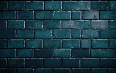 Poster - Dark textured brick wall in a modern setting, showcasing a deep blue color with a rugged finish, perfect for background use