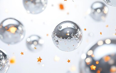 Poster - Floating bubbles and shimmering stars create a whimsical atmosphere in a bright, serene setting