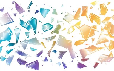 Aufkleber - colorful shards of broken glass scattered in various directions against a white background, creating