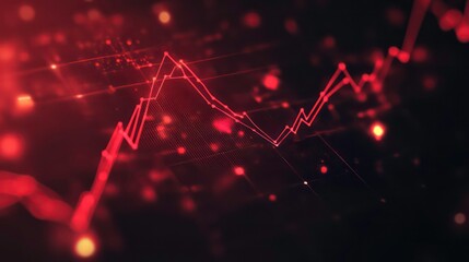 Poster - Red digital line graph on dark background.