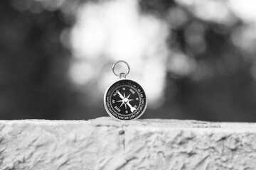 Wall Mural - classic navigation compass on natural background