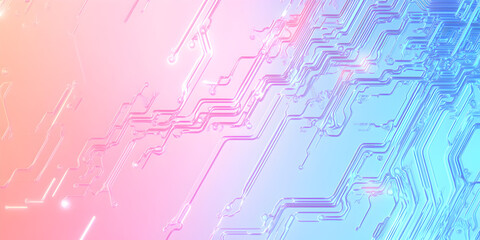 Poster - Abstract Tech Circuitry: Pastel Hues 