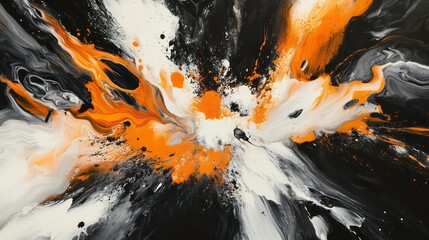 Poster - Abstract fluid art featuring dynamic swirls of gold, black, and white.